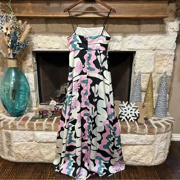 Anthropologie Oopscool Maxi Dress Graphic Print Dress  Floral Eclectic Medium - Picture 9 of 14